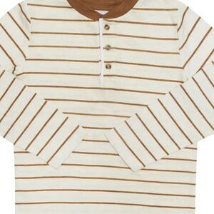 Striped Cream and Brown Henley Kids Shirt